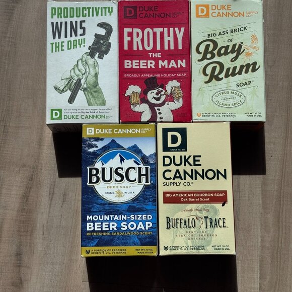 Duke Cannon Big Brick Soap Bundle 5-Pack 10oz Bars Beer Bourbon Bay Rum USA Made - Picture 7 of 7